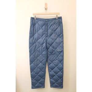 Mont-bell Down Pants Mens Large Blue Diamond Quilted Insulated Hiking Japan